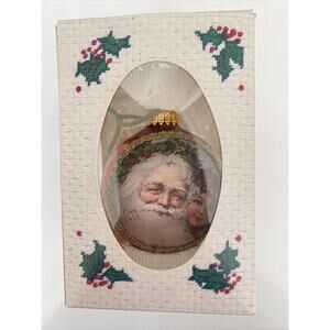 Krebs Vintage Santa On Silk Glass Christmas Tree Ornament 1910 -Father Christmas